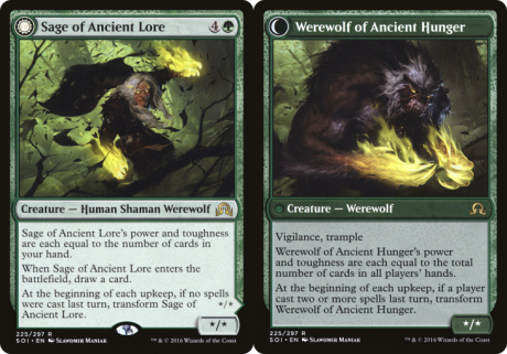Sage of Ancient Lore // Werewolf of Ancient Hunger